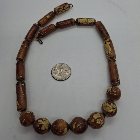 Wooden Brown Boho Bead Necklace - Picture 6 of 6